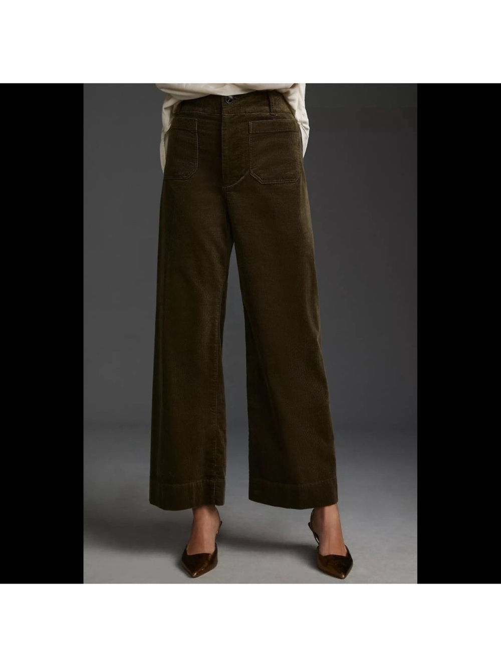 Anthropologie Maeve Colette Corduroy Cropped Wide-Leg Pants